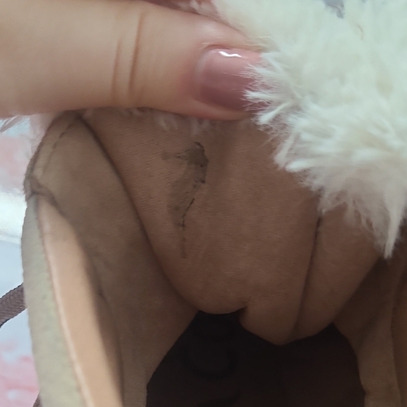 GUC Sam Edelman Darrah 2 Tan Suede Cream Fur Lace Up Boots Sz 9 - Picture 12 of 12